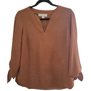 MICHAEL KORS | Orange Spice Gold Chain Link Casual Blouse